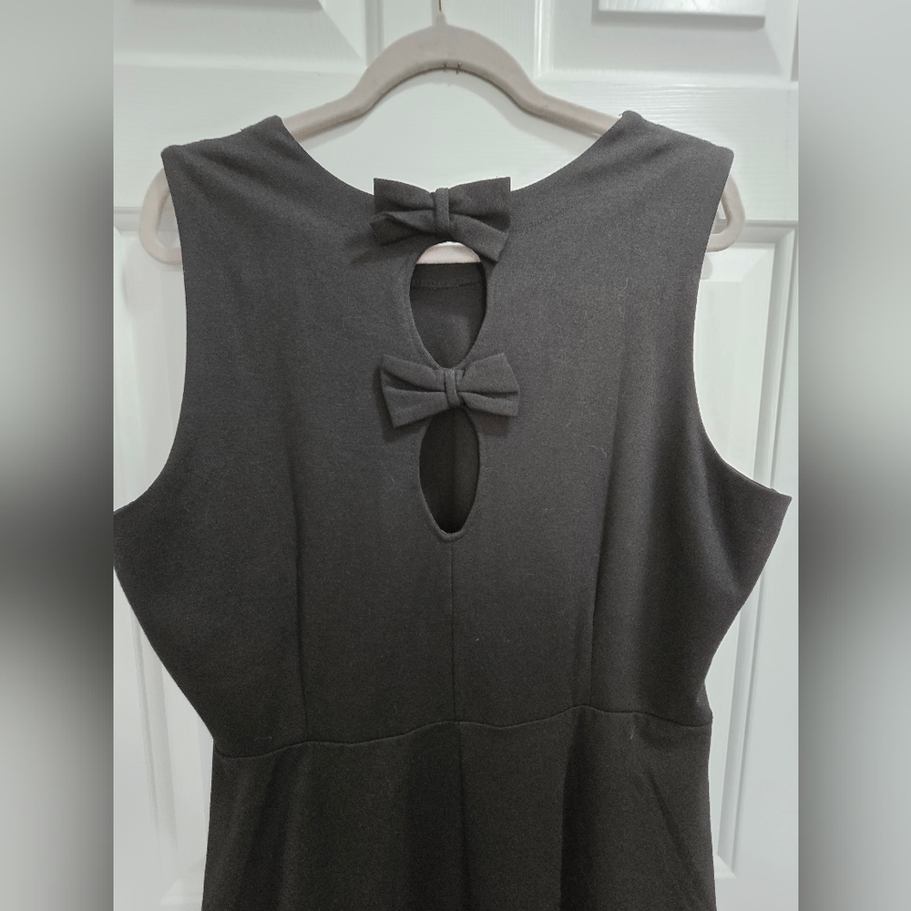 NWT Eloquii Sleeveless Black Party Dress Cutouts Bows Back Flare Skirt 18 XL